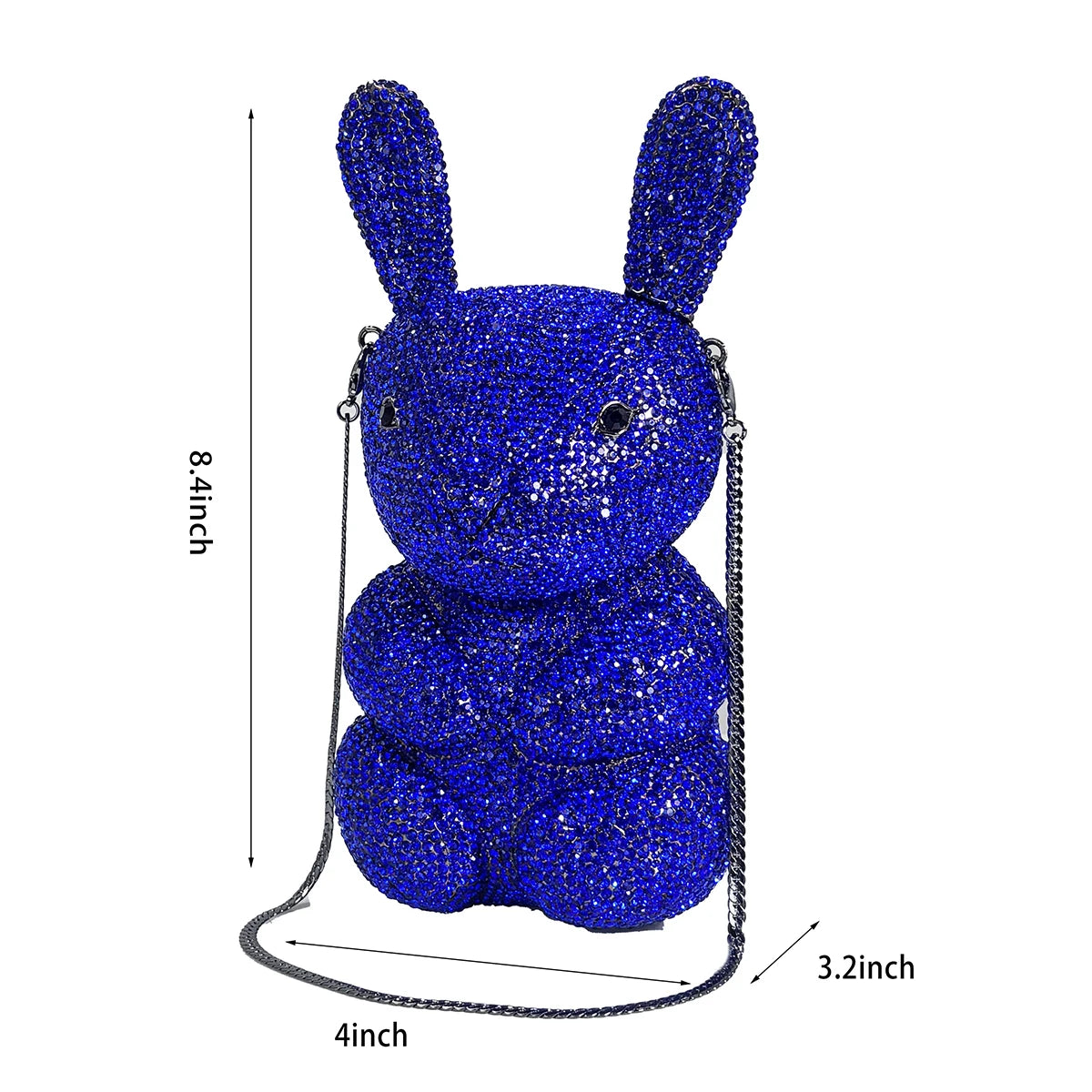 Women Cute Rabbit Rhinestone Evening Bag Luxury Crystal Clutch Prom Party Purse Diamond Handbag for Dating