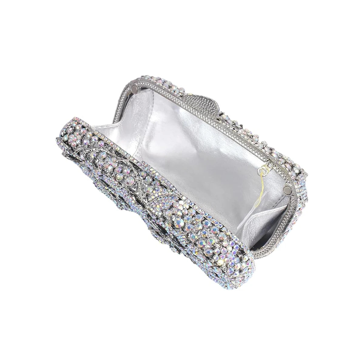 Glam Women Floral Rhinestone Evening Clutch Dazzling Crystal Purse Shiny Diamond Handbag for Wedding Party