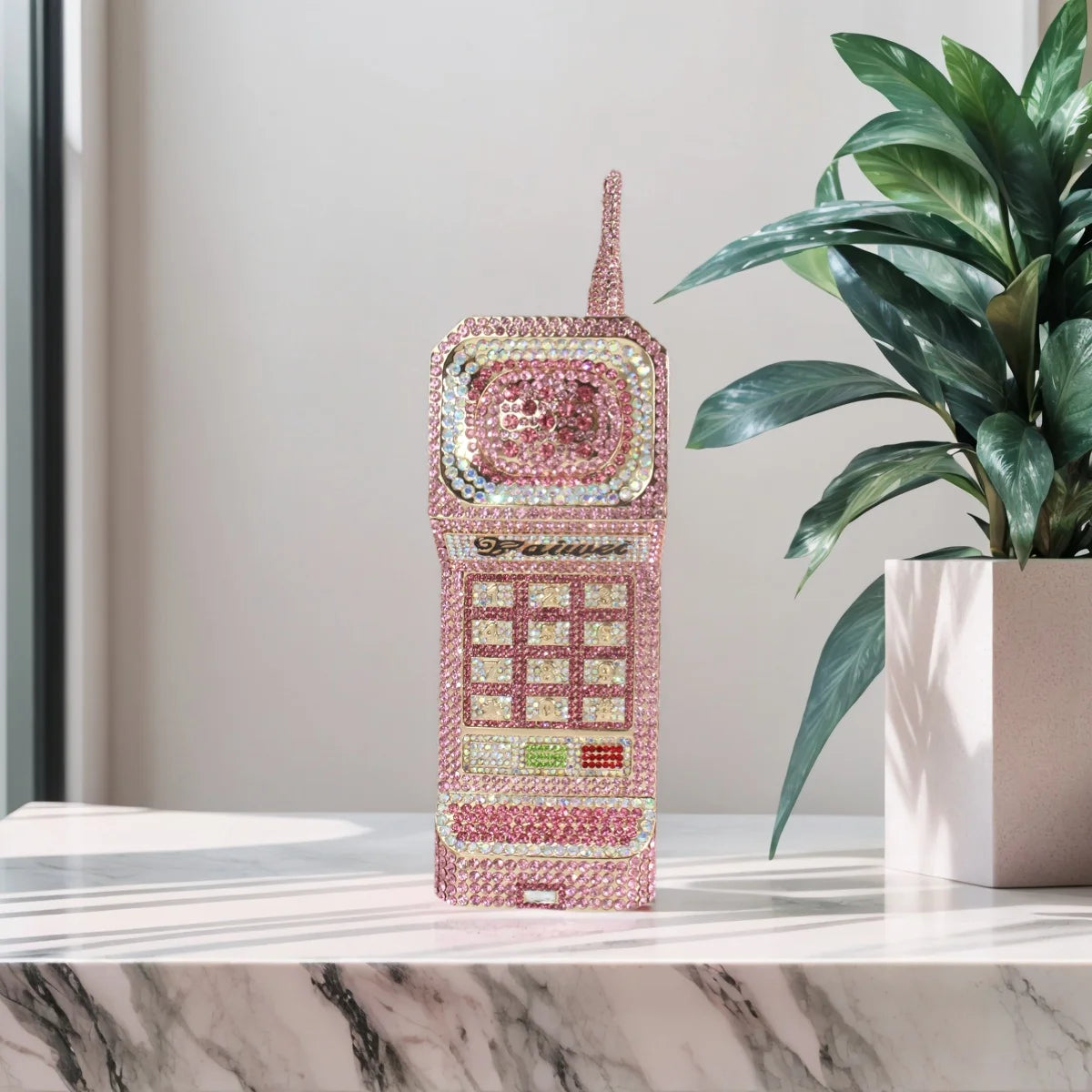 Women Novelty Cellphone Shaped Evening Bag Sparkling Rhinestone Crystal Clutch Purse Prom Party Handbag