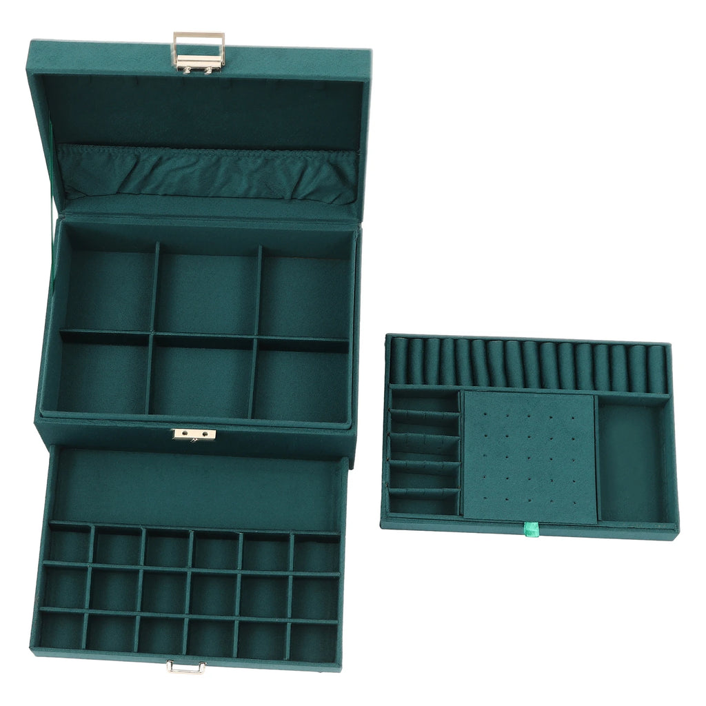 Jewellery Box 3 Tier Jewellery Box with Drawers and Watch Storage Compartment Girls Gift Jewellery Storage Travel for Women