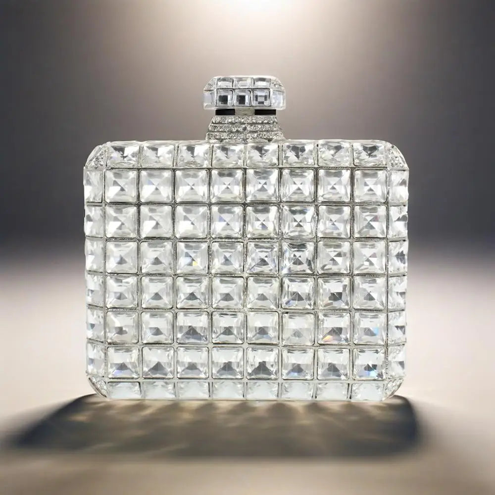 Women Unique Perfume Bottle Rhinestone Bag Glitter Crystal Evening Clutch Cocktail Party Purse for Weddind