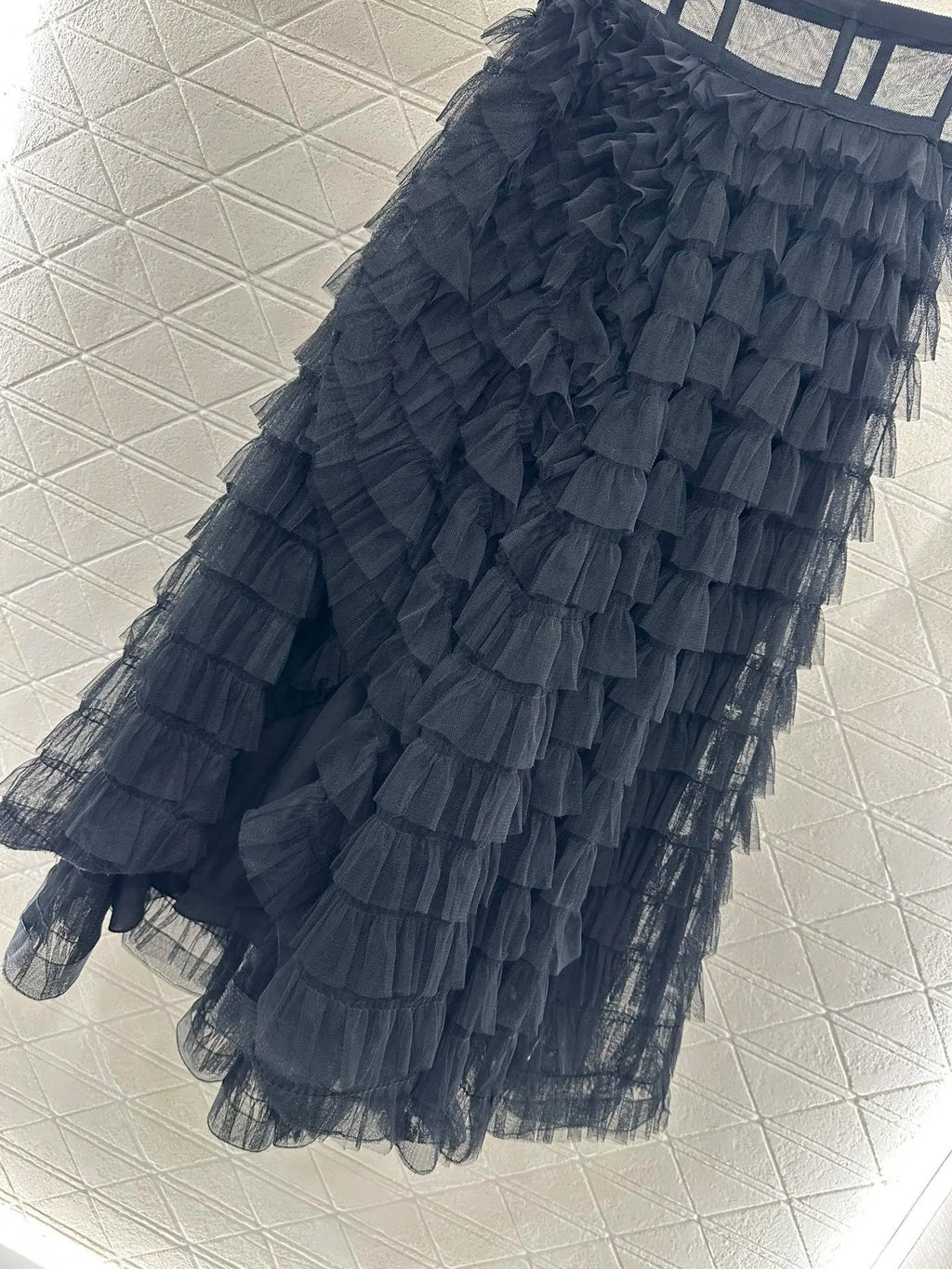 Multi-layered silk long mesh skin-friendly breathable gauze skirt