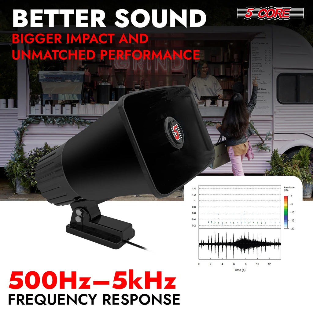 5 Core PA Horn Speaker 8Pcs 8 Inch 65W Loud Audio Outdoor Speakers System 8Ohm Reflex Megaphone-HW 508 BLK 8PCS