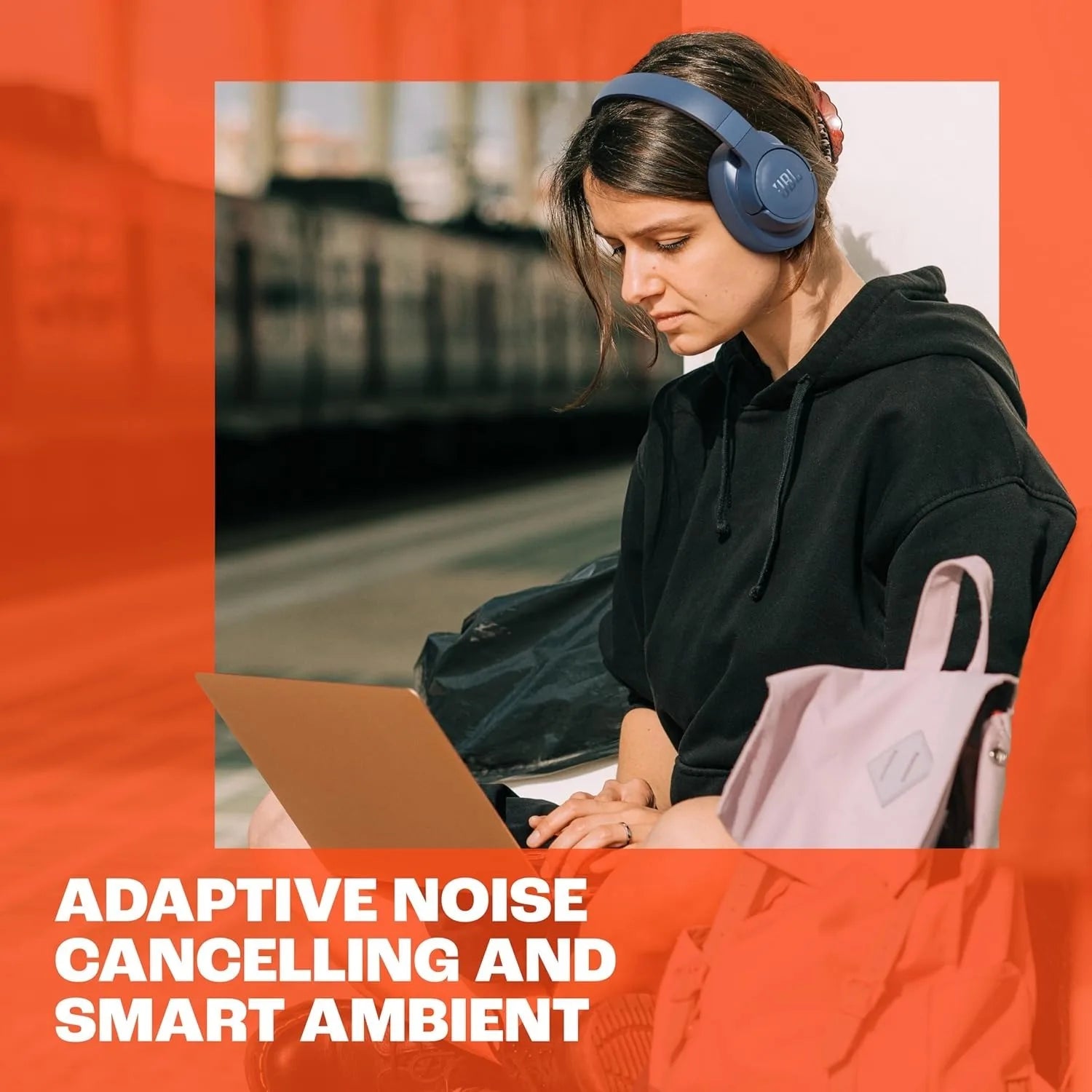 JBL Tune 770NC Wireless Over-Ear Headphones with Adaptive Noise Cancelling, Smart Ambient, Bluetooth 5.3, White