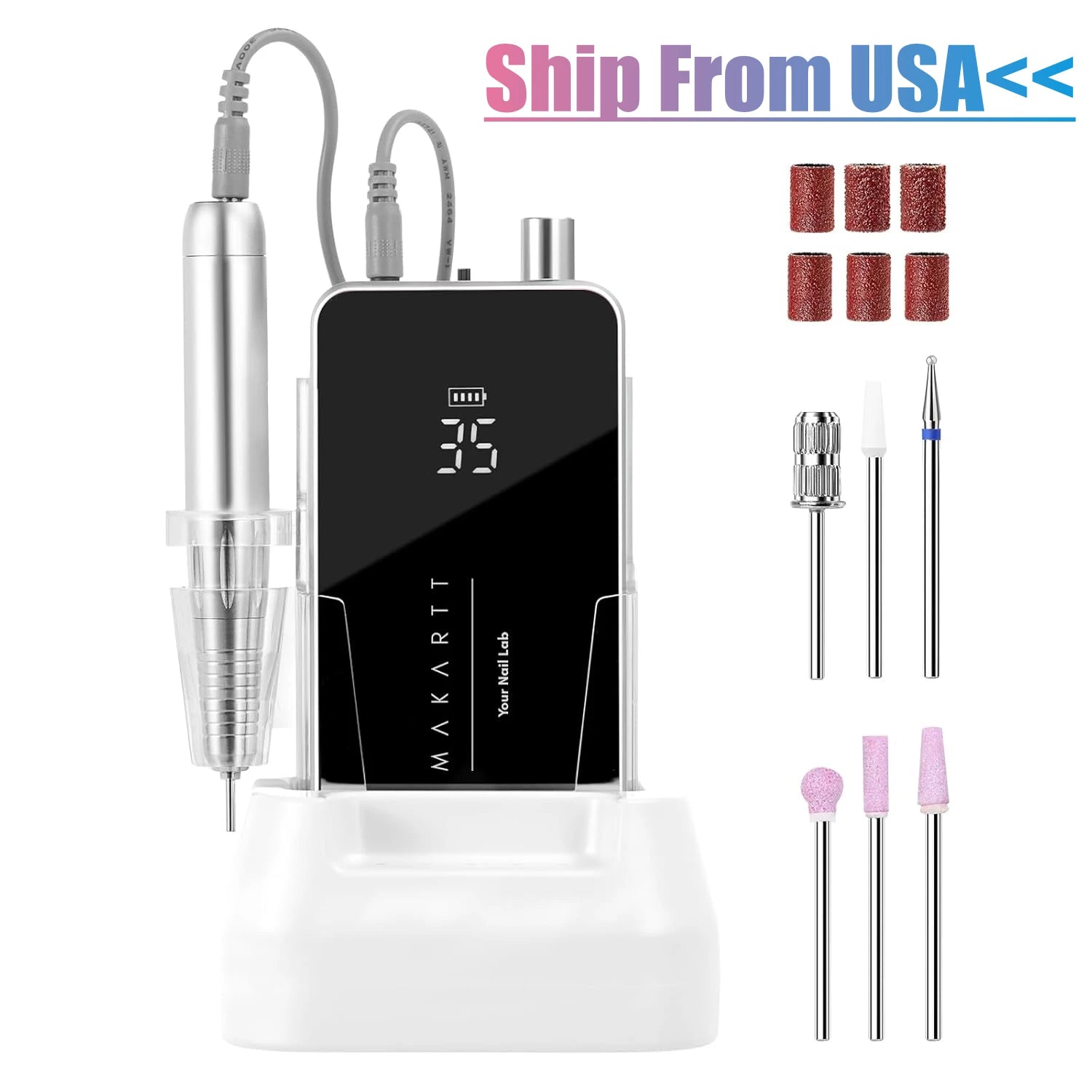 Electric Nail Drill File Machine Professional for Acrylic Gel Dip Powder Nails Poly Nail Extention Gel Manicure Pedicure Tool