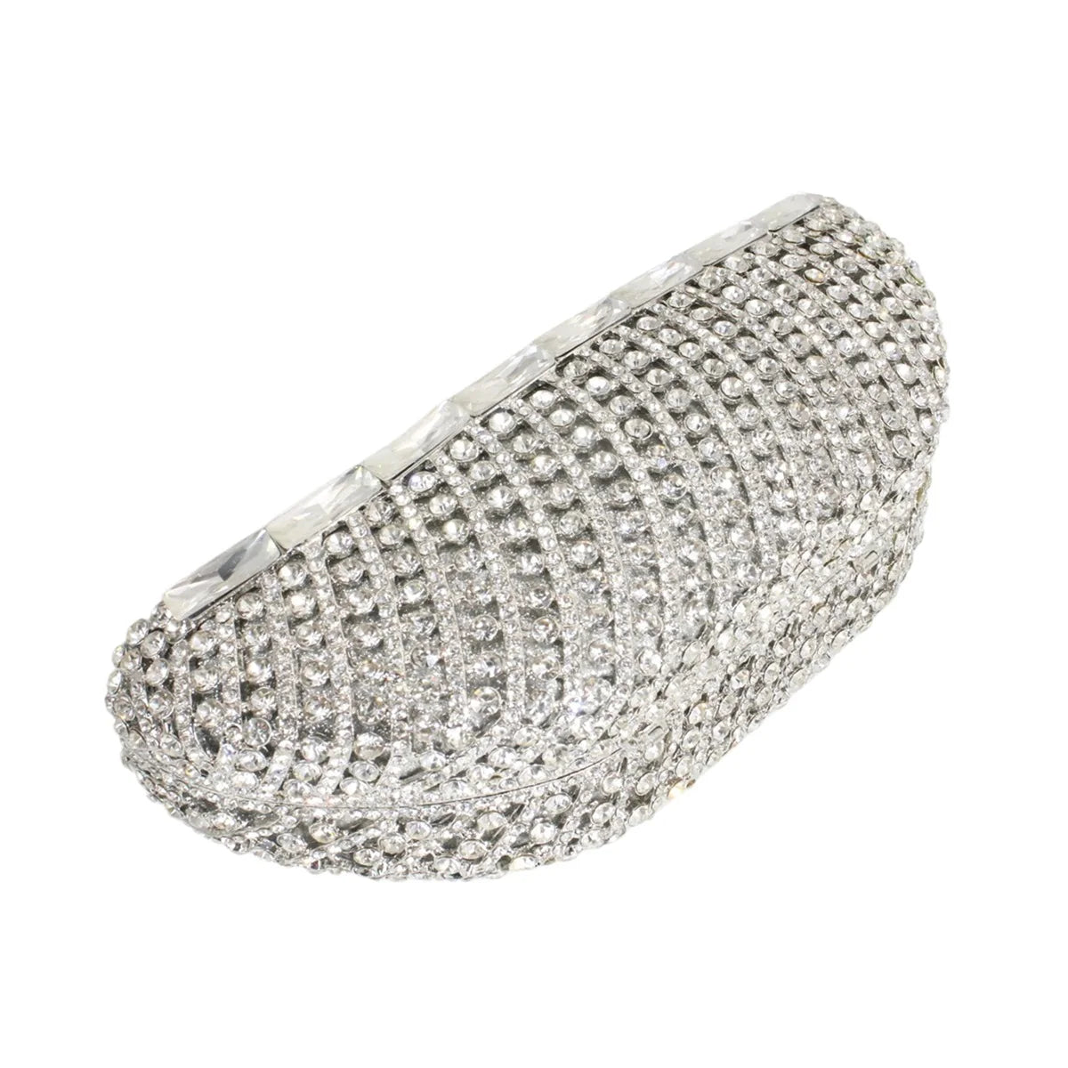 Unique Women Boat Shaped Rhinestone Evening Purse Dazzling Crystal Handbag Wedding Clutch for Cocktail Prom