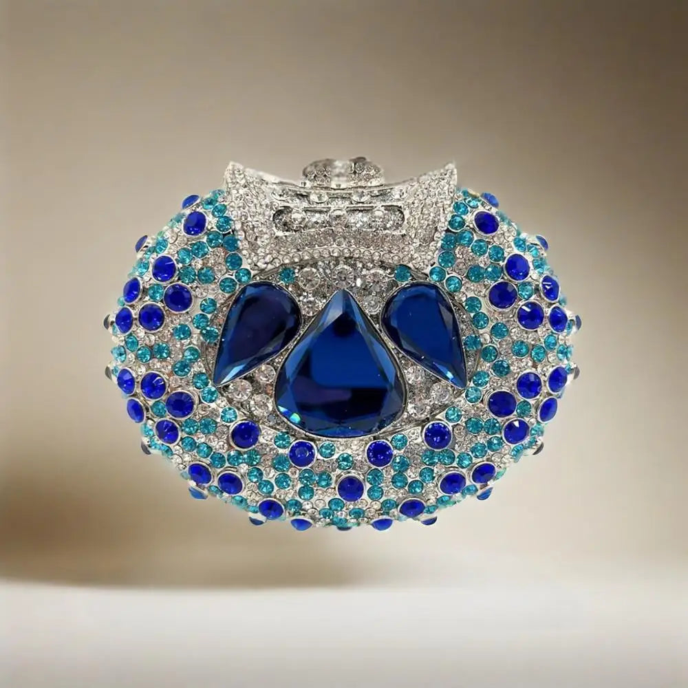 Luxury Women Stone Shaped Crystal Evening Bag Oval Rhinestone Clutch Diamond Handbag Purse for Banquet Cocktail