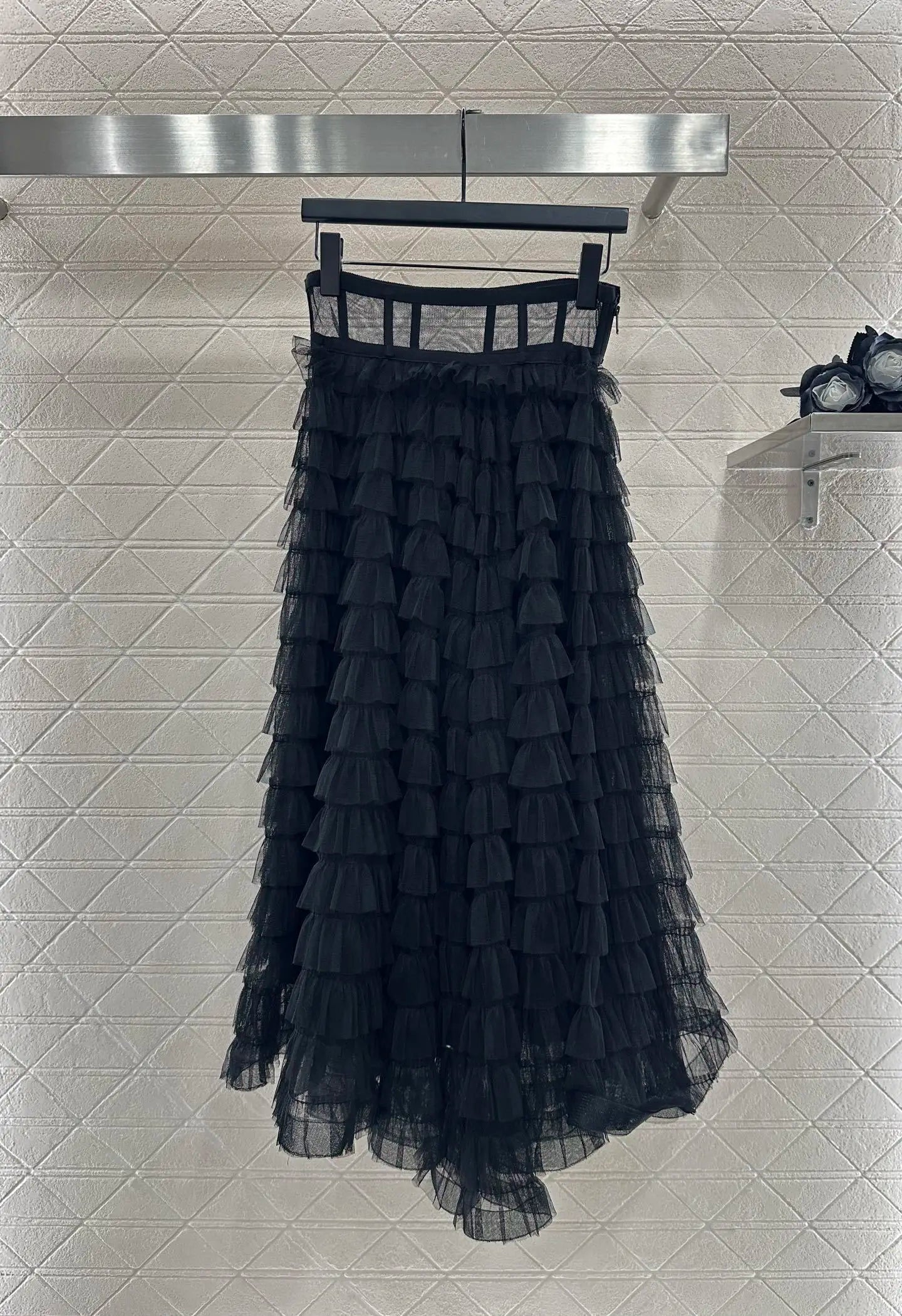 Multi-layered silk long mesh skin-friendly breathable gauze skirt