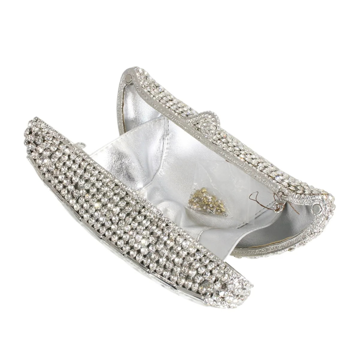Unique Women Boat Shaped Rhinestone Evening Purse Dazzling Crystal Handbag Wedding Clutch for Cocktail Prom