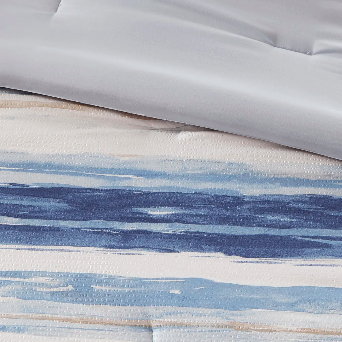 8 Piece Printed Seersucker Comforter and Quilt Set Collection Blue Full/Queen (Blue + Polyester + Full)"