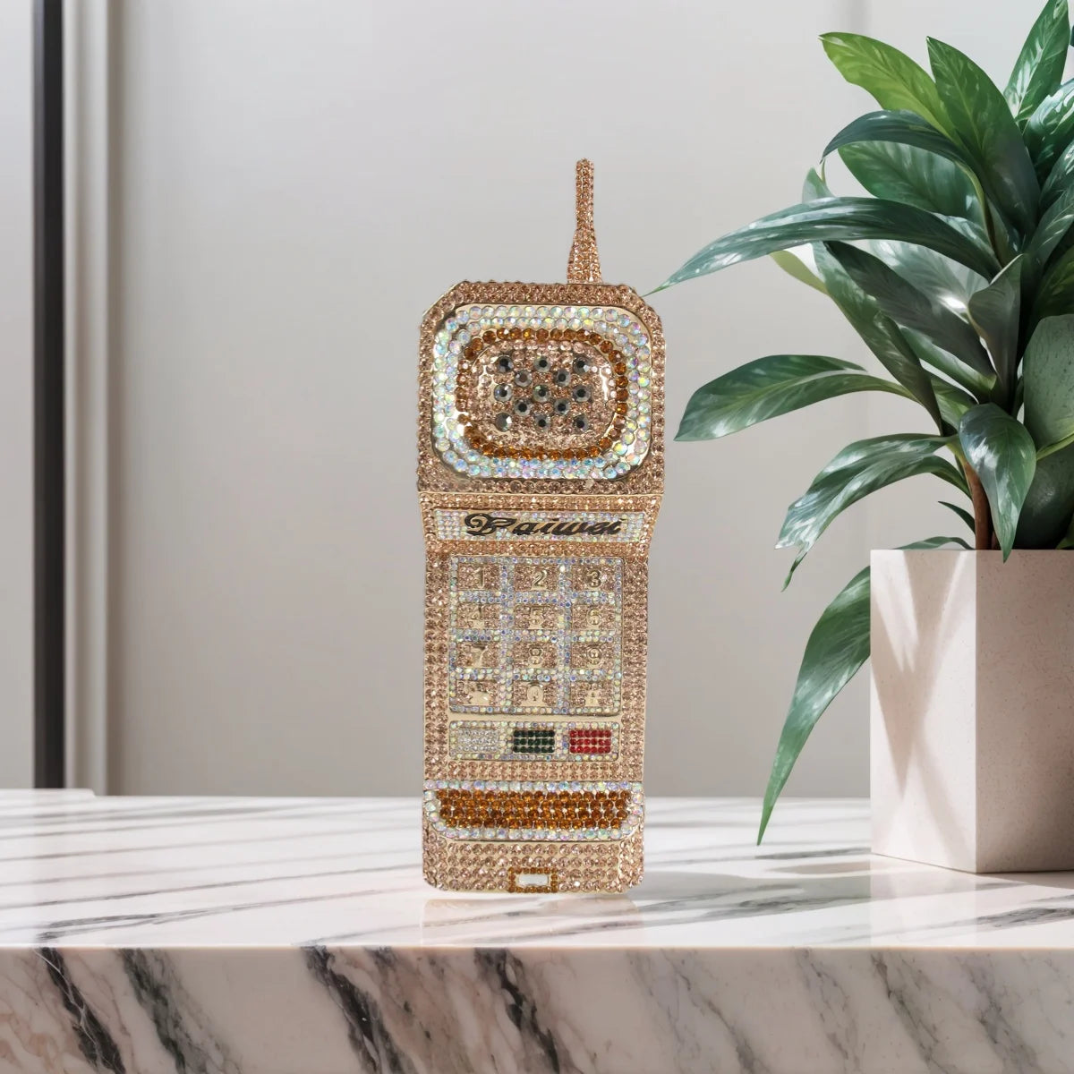 Women Novelty Cellphone Shaped Evening Bag Sparkling Rhinestone Crystal Clutch Purse Prom Party Handbag