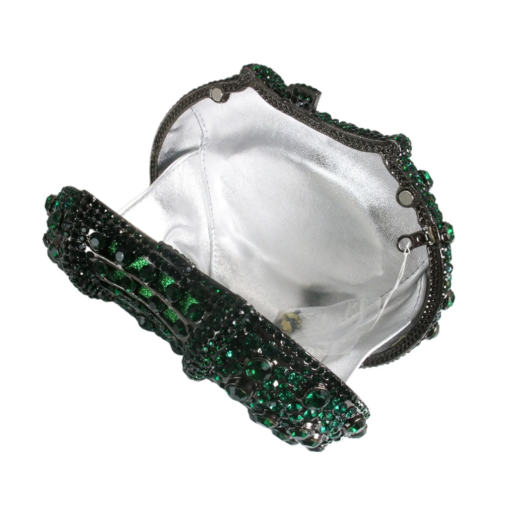 Luxury Women Stone Shaped Crystal Evening Bag Oval Rhinestone Clutch Diamond Handbag Purse for Banquet Cocktail
