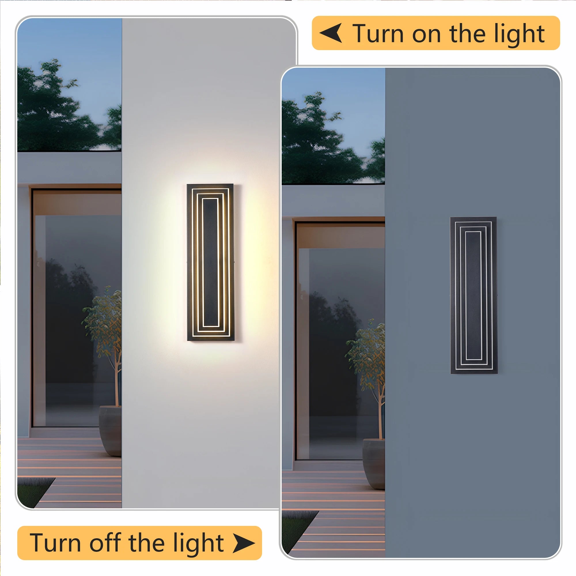 2-Pack Contemporary Outdoor Wall Sconce, Waterproof Metal & Acrylic LED Fixture with 3000K Warm Light, 36W 110-120V UL Listed
