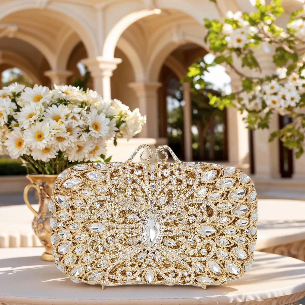 Glitter Women Square Box Rhinestone Evening Clutch Luxury Crystal Diamond Handbag Bride Wedding Purse for Banquet Party