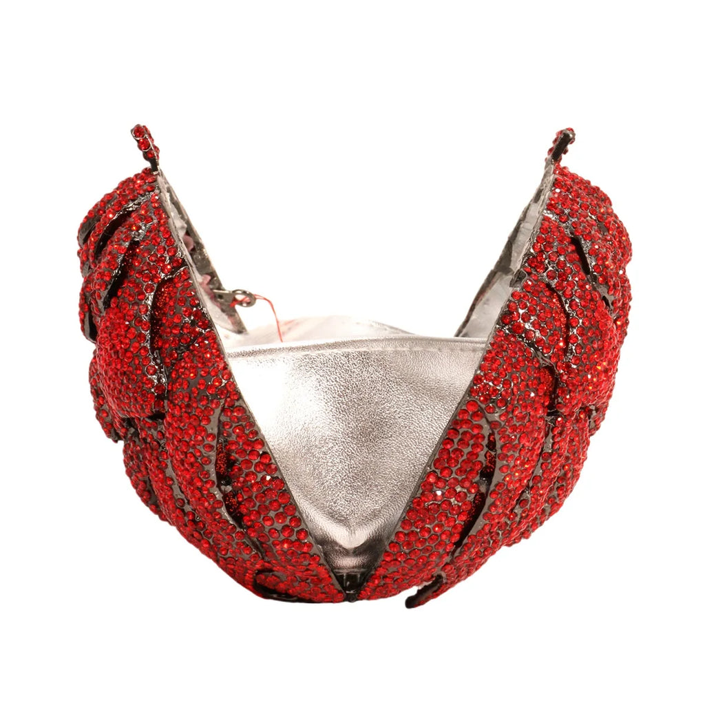 Women Glam Rhinestone Evening Bag 3D Rose Luxury Crystal Clutch Wedding Diamond Purse Handbag for Prom Party