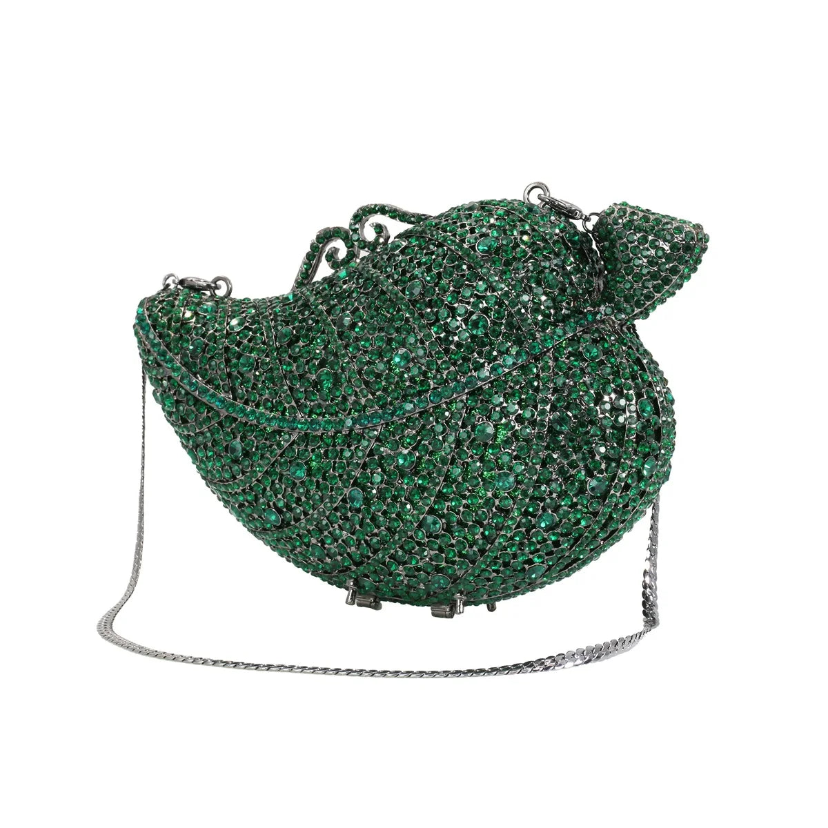 Elegant Women Leaf Shaped Rhinestone Bag Luxury Crystal Clutch Purse Dazzling Diamond Bride Handbag for Cocktail Party