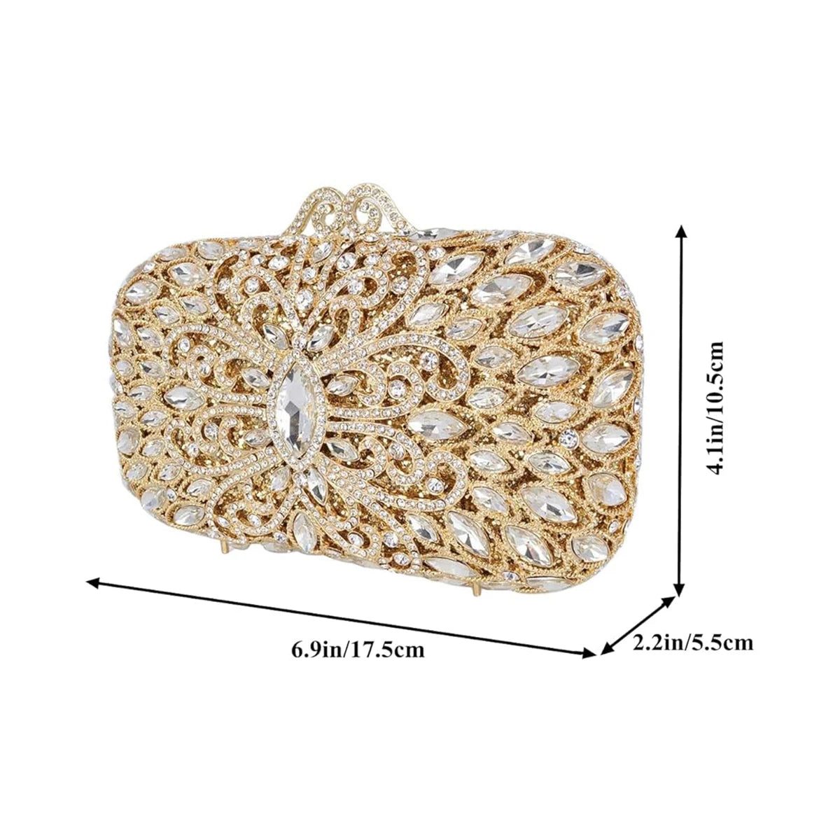 Glitter Women Square Box Rhinestone Evening Clutch Luxury Crystal Diamond Handbag Bride Wedding Purse for Banquet Party