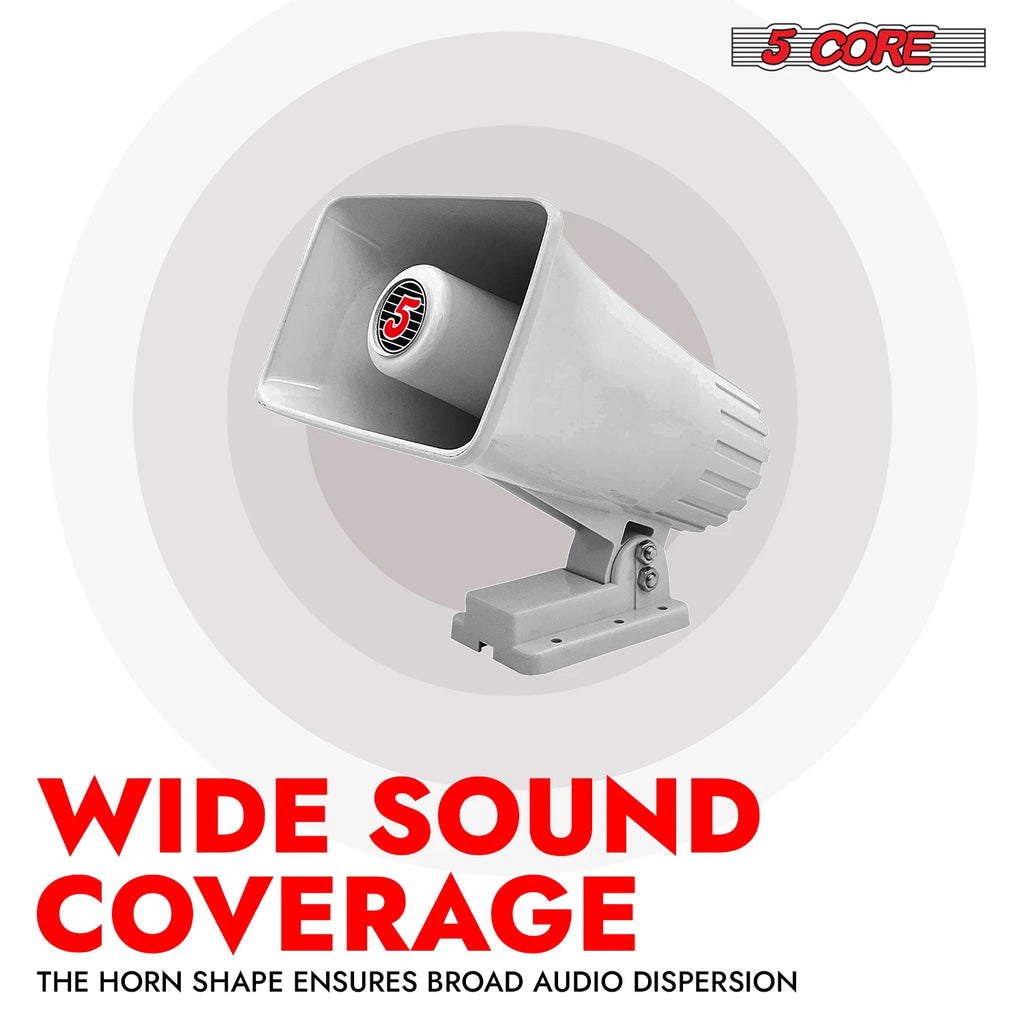 5 Core PA Horn Speaker 8Pcs 6 x 4" 50W Loud Audio Outdoor Speakers System 8Ohm Reflex Megaphone-HW 405 WH 8PCS
