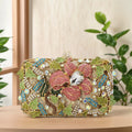 Women Trendy Flower Pattern Crystal Evening Bag Chic Crystal Clutch Floral Diamond Purse Handbag for Prom Party
