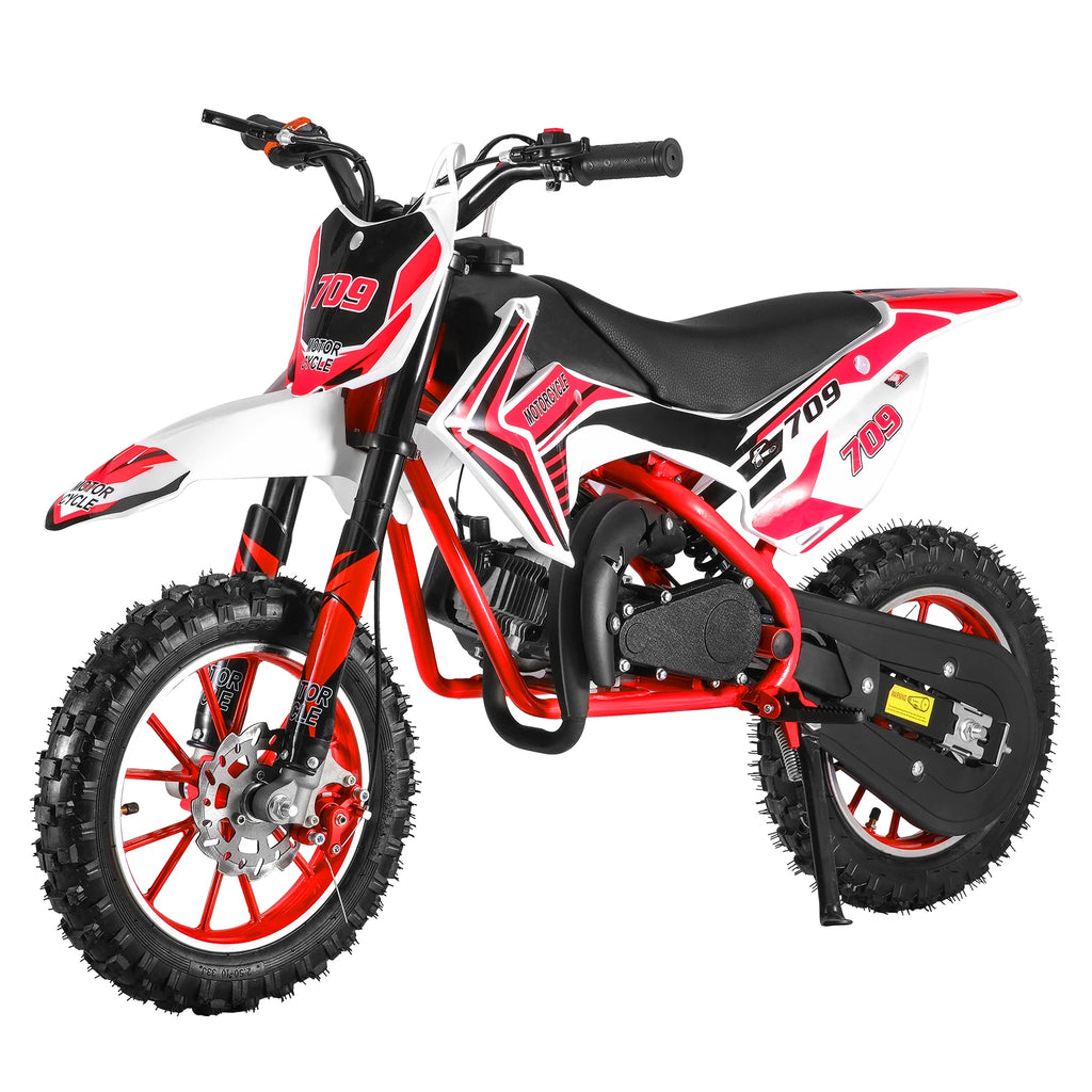 49cc 2-Stroke Kids Gas Power Motocross, Dirt Bike, Pocket Motorbike with Front Rear Disc Brakes, Off Road Mini Motorcycle
