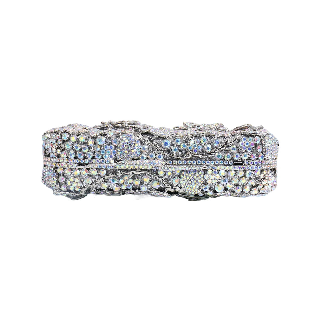 Glam Women Floral Rhinestone Evening Clutch Dazzling Crystal Purse Shiny Diamond Handbag for Wedding Party