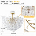LONGREE Bubbles Chandelier Talia Style Semi- Flushed Ribbed Ceiling Light Fixture for Home Living Room Bedroom