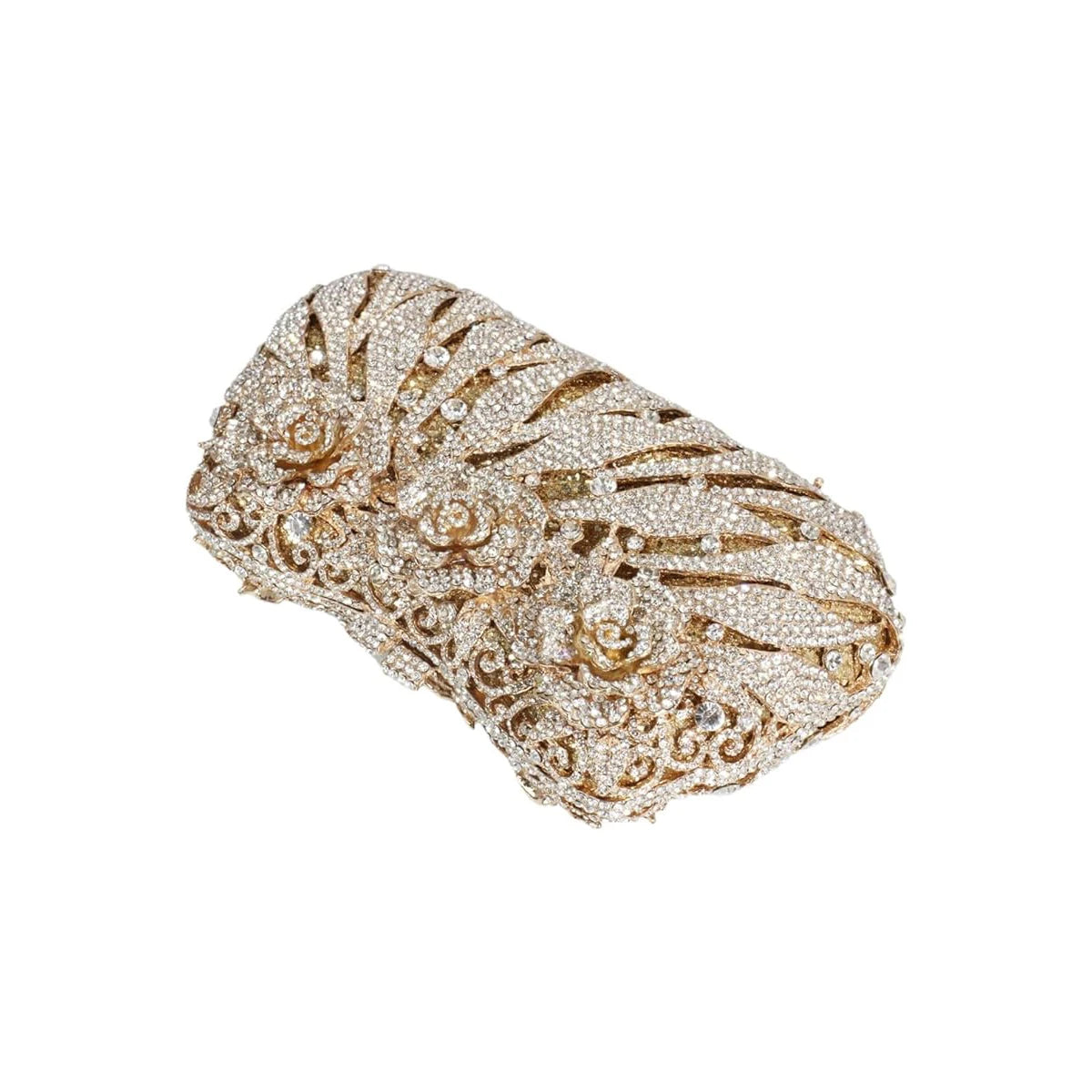 Vintage Women Flower Pattern Clutch Purse Dazzling Crystal Floral Evening Bag Bride Wedding Handbag for Banquet Dating