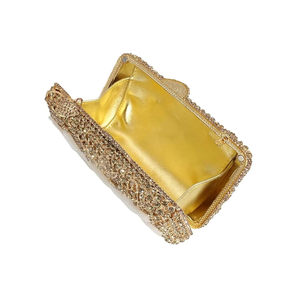 Women Elegant Floral Pattern Rhinestone Evening Bag Sparkling Flower Crystal Clutch Luxury Diamond Handbag for Prom Cocktail