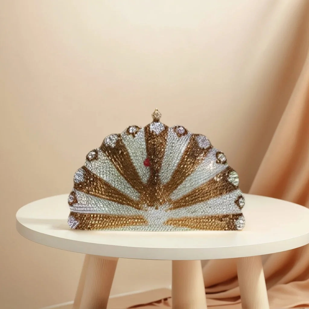 Luxury Women Peacock Shaped Rhinestone Evening Clutch Glitter Crystal Handbag Party Purse for Cocktail Prom