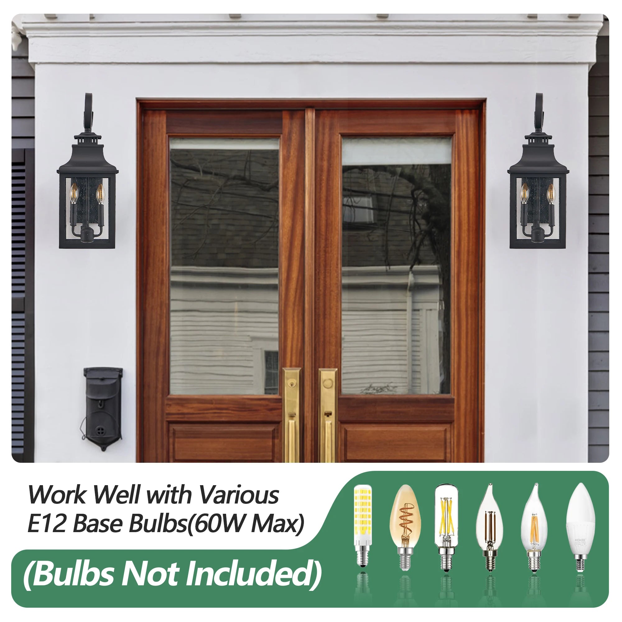 23” (H) Outdoor Wall Lantern Waterproof Light Fixture Vintage Black Aluminum with Clear Glass for Porch, Patio, or Garden