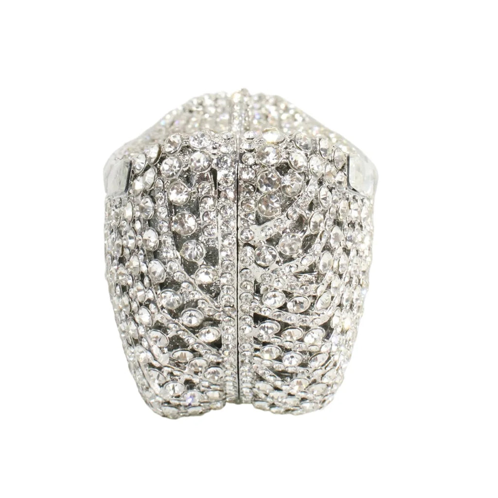 Unique Women Boat Shaped Rhinestone Evening Purse Dazzling Crystal Handbag Wedding Clutch for Cocktail Prom