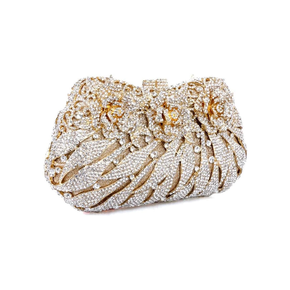 Vintage Women Flower Pattern Clutch Purse Dazzling Crystal Floral Evening Bag Bride Wedding Handbag for Banquet Dating