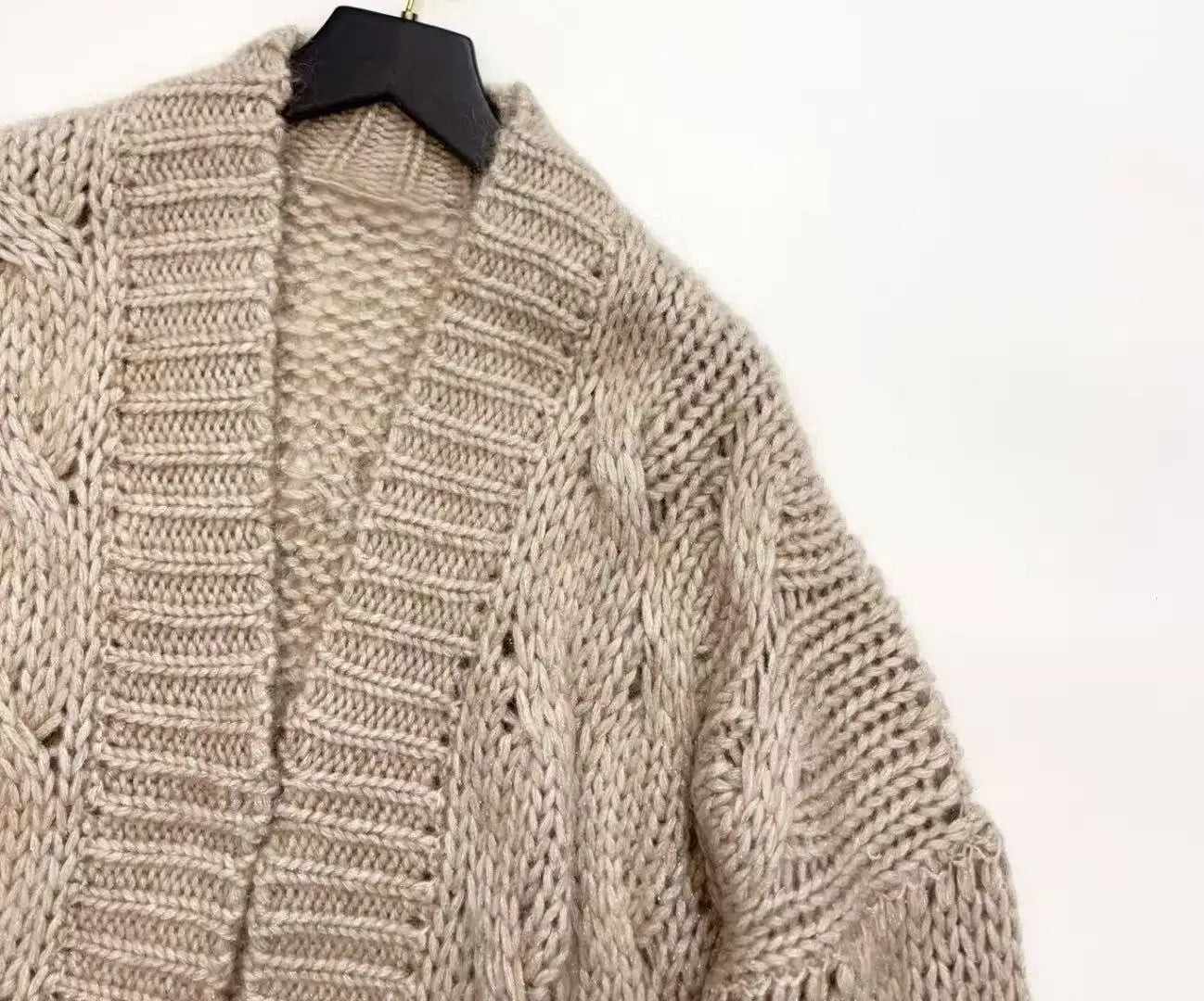 New Women High Quality Long Sleeve Mohair Wool Knitted Cardigan Tops Elegant Casual Loose Hollow Out Sweater Chic Luxury Autumn