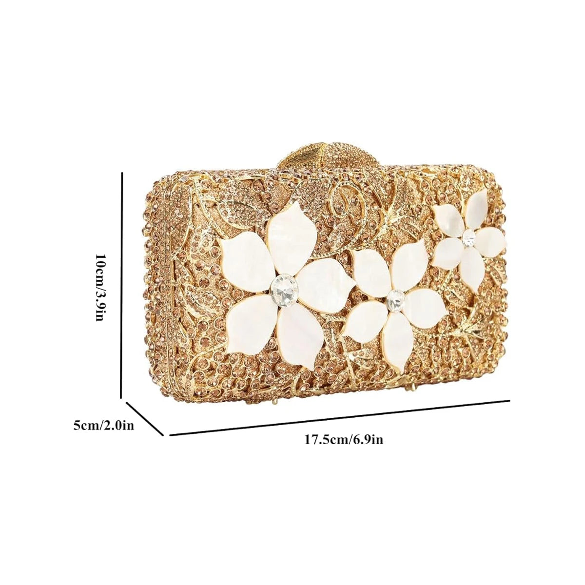 Women Elegant Floral Pattern Rhinestone Evening Bag Sparkling Flower Crystal Clutch Luxury Diamond Handbag for Prom Cocktail