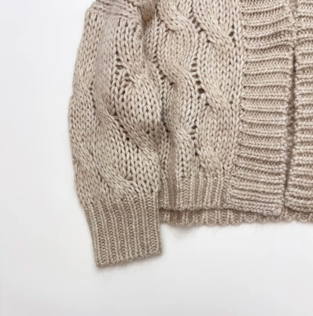 New Women High Quality Long Sleeve Mohair Wool Knitted Cardigan Tops Elegant Casual Loose Hollow Out Sweater Chic Luxury Autumn