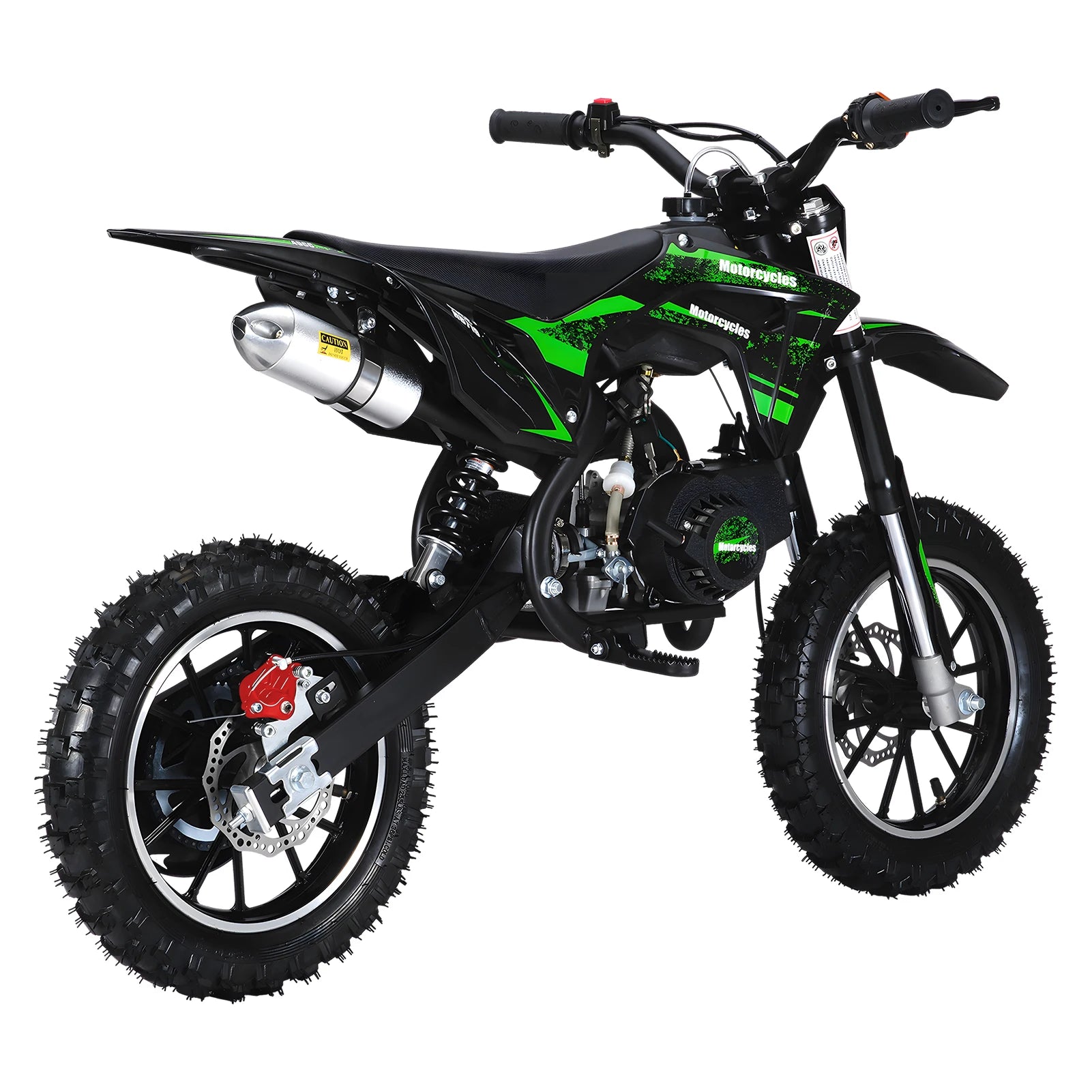 49CC 2-Stroke Gas Powered Motorcycle Mini Kid Dirt Bike With Off-Rode Tire Front Rear Disc Brakes Up To 25 Mph, Max Load 330 LBS