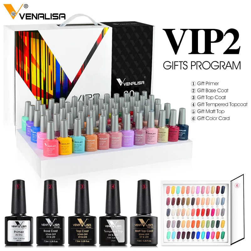 Venalisa Color Gel Nail Polish VIP Kit Full Cover Enamel For Nail Manicure Glitter Sparkle UV Gel Soak Off Nail Gel Polish 7.5ml