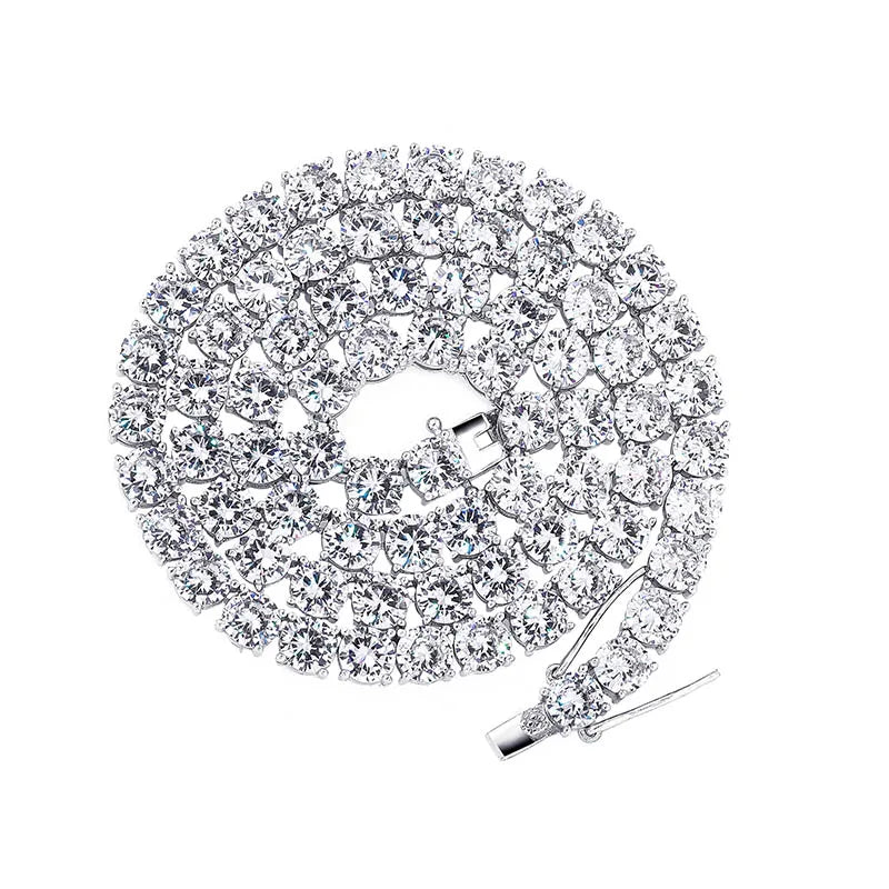 JINAO New 925 Sterling  4mm and 6mm Men's Necklace Bling CZ Iced Out Hip Hop Jewelry Link Tennis Chain For Gift