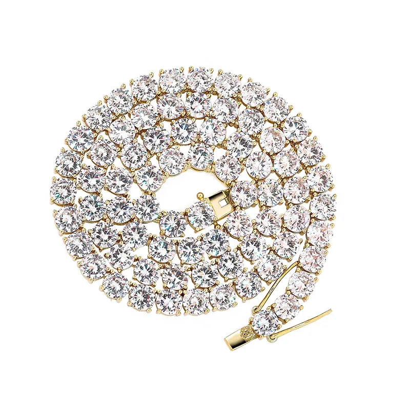 JINAO New 925 Sterling  4mm and 6mm Men's Necklace Bling CZ Iced Out Hip Hop Jewelry Link Tennis Chain For Gift