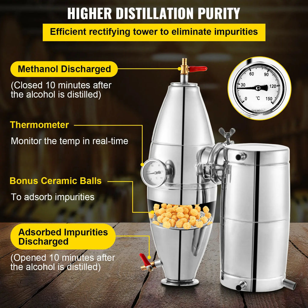 SucceBuy 20L-70L Alcohol Distiller Machine Beer Brewing Equipment DIY Wine Moonshine Apparatus Dispenser Kit Home Appliance