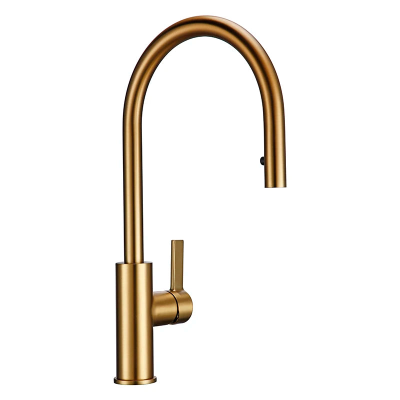 Bagnolux Luxury Matt Old Brushed Golden Brass Kitchen Faucet Hot And Cold Water Round Spout Single 360 Rotatable Kitchen Faucet