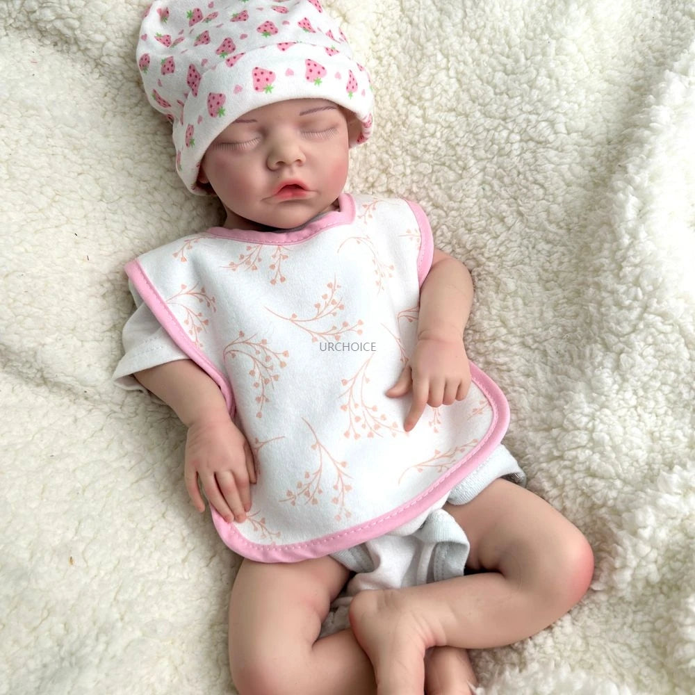 17Inch Comforting Silicone Reborn Baby Girl for Adult Stress Relief Soft Skin Weighted Doll with Realistic Details Newborn Doll