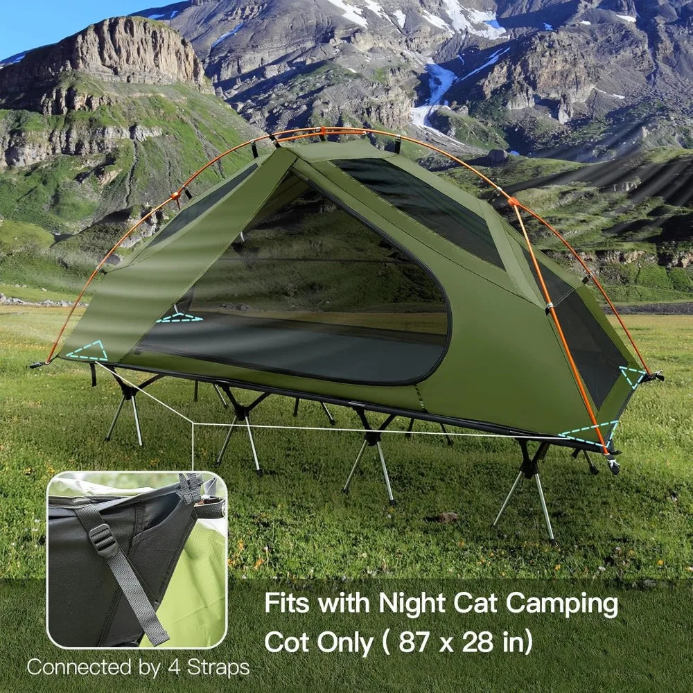 CQ Camping Cot Tent - Waterproof 1-Person Off-Ground Combo Cot Bed for Adults Portable Easy Set-up Tent