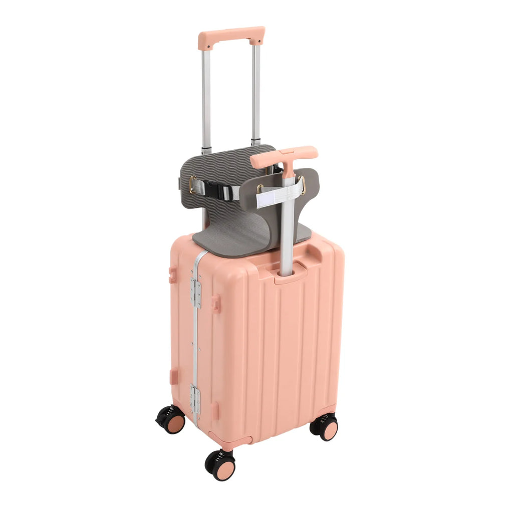 20'' Adjustable Double Handle Carry on Luggage, Protable Suitcase with Mesh Pocket, Ride on Luggage with Wheels & Tsa Lock