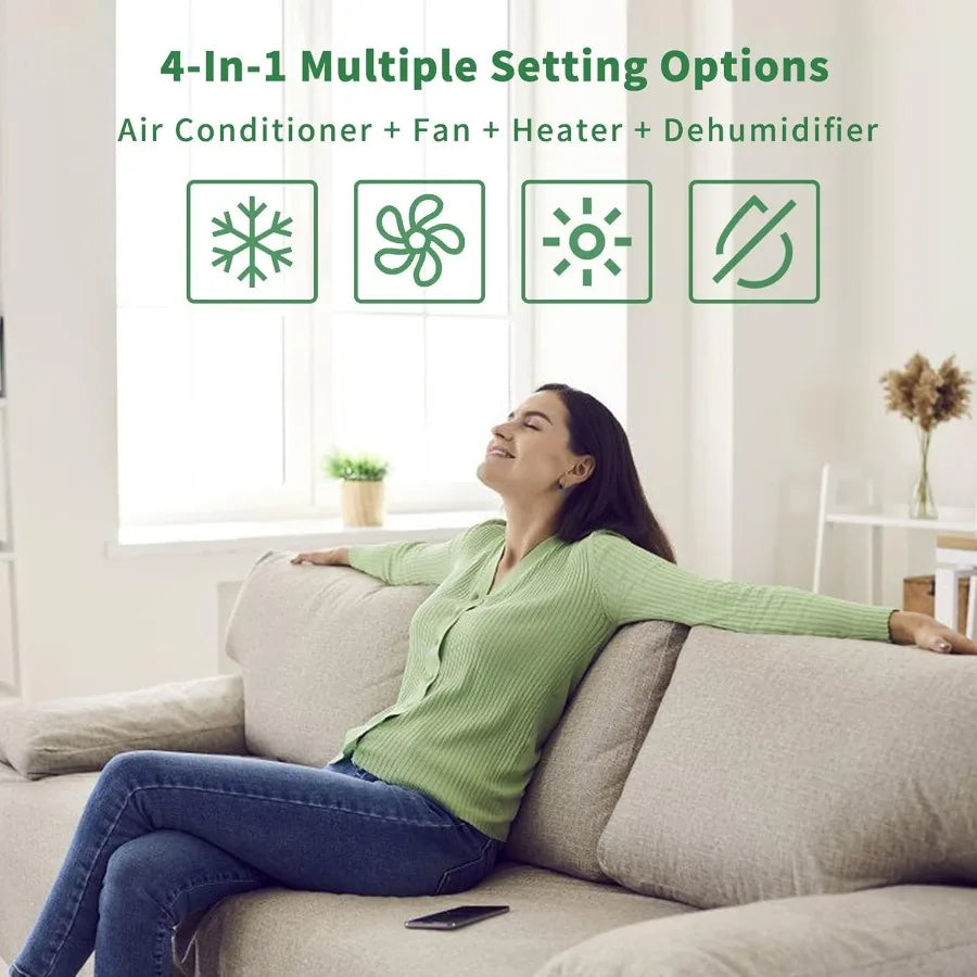 12000 BTU Portable Air Conditioner with Heater for Up to 400 Sq. Ft Dual-Function Cooling and Heating Window Unit with Built-in