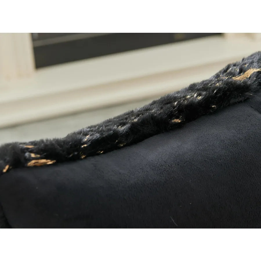 Luxury Chinchilla Faux Fur Gilded Black Pillow 22 In. x 22 In.