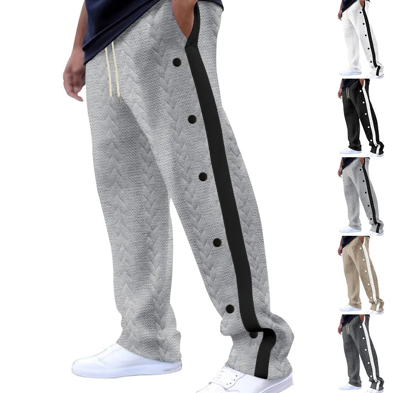 New Men's Textured Jacquard Pants Single-breasted Loose Casual Pants Versatile Sweatpants