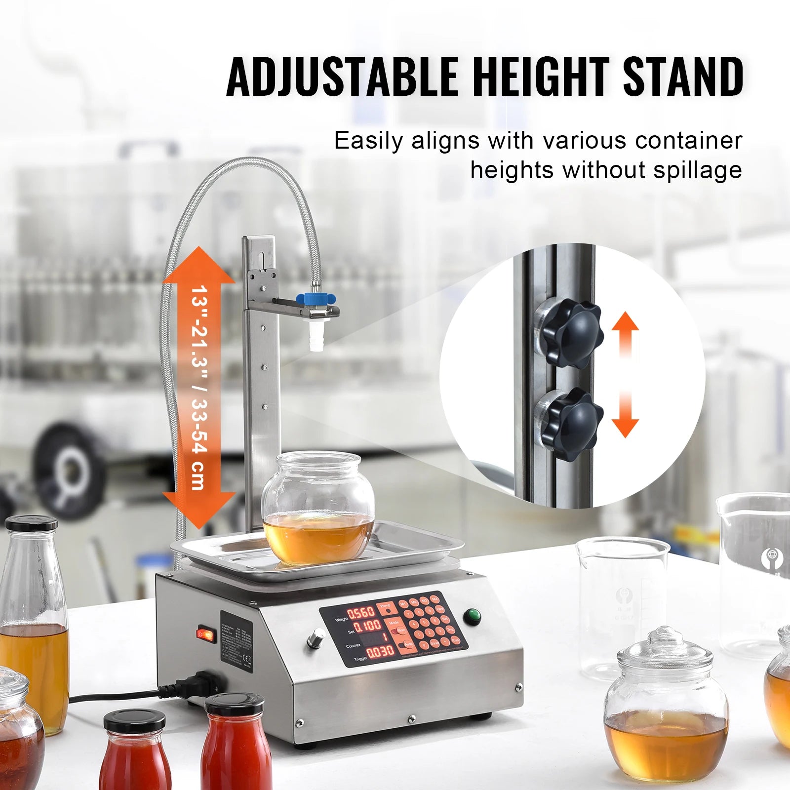 SucceBuy 30-15000g Liquid Filling Machine Automatic Bottle Water Filler with Diaphragm Pump Digital Control for Wine Beverage