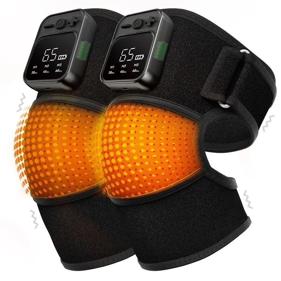 Massager with Heat for Pain Relief V5.02025 Upgraded Electric Cordless Heated Knee Brace with 6 Heat Levels and 3 Vibration Mass