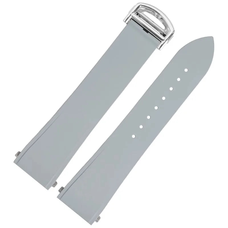 18.5mm 21mm Quick release watchband For Cartier Santos Dumont Fluorine rubber watch Strap men women Folding buckle Black orange